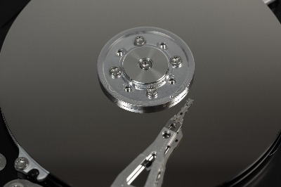 Close up of a hard drive platter 